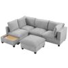 U - Shaped Sectional Sofa Modular Sofa Couch With A Movable Ottoman, A Coffee Table With Hidden Charging Devices For Living Room - Gray - Image 20