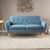 Mid Century Modern Loveseat Sofa With Button Tufted Backrest - Blue - Image 6