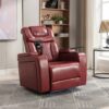 270 Degree Swivel Power Recliner With Tray Table, Phone Holder, Cup Holder, USB Port - Red - Image 9