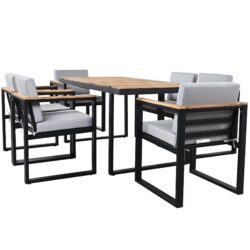 7 Pieces Outdoor Dining Set Patio Dining Table And Chair Set With And Removable Cushions For Patio, Backyard, Garden - Gray