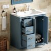 Bathroom Vanity With Ceramic Sink Combo, Frame Bathroom Storage Cabinet, Freestanding Vanity Set With 3 Drawers & Soft Closing Doors - Indigo - Image 25