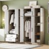 6 Door Wardrobe With Shelves And Drawers - Natural - Image 8