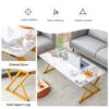 Coffee Table With A Natural And Smooth Marble Pattern On The Surface - Gold - Image 9