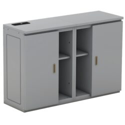 Full Size Murphy Bed With Shelves, Cabinets And USB Ports - Gray
