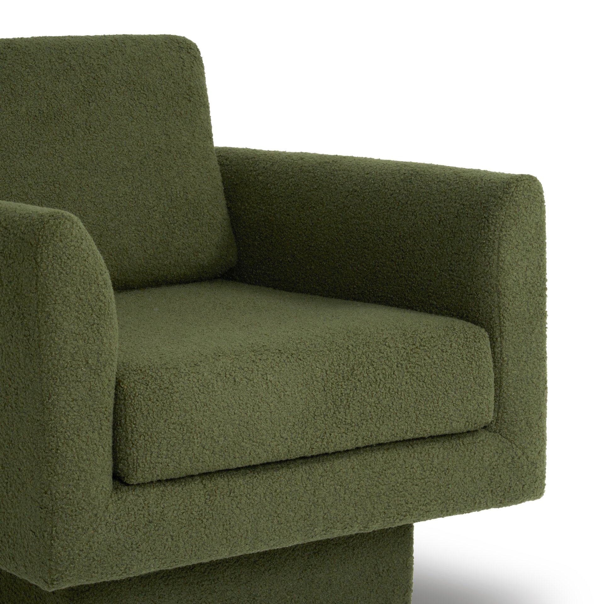 360° Modern Swivel Accent Chair Round Armchair, Thick Padded Single Lounge Sofa Upholstered Comfy - Green - Image 16