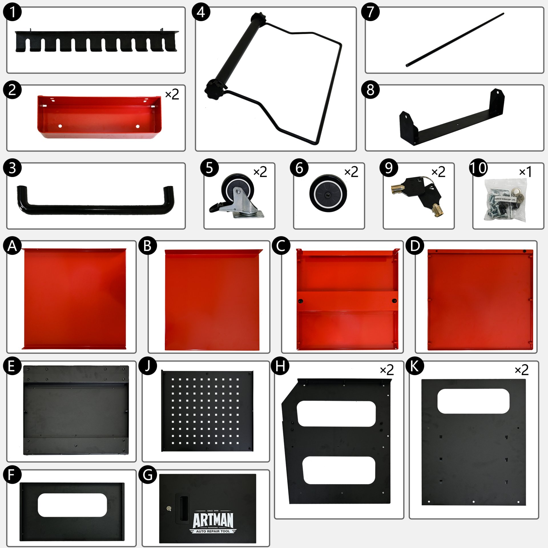 4 Level Multi Purpose Trolley For Diagnostics - Black / Red - Image 11