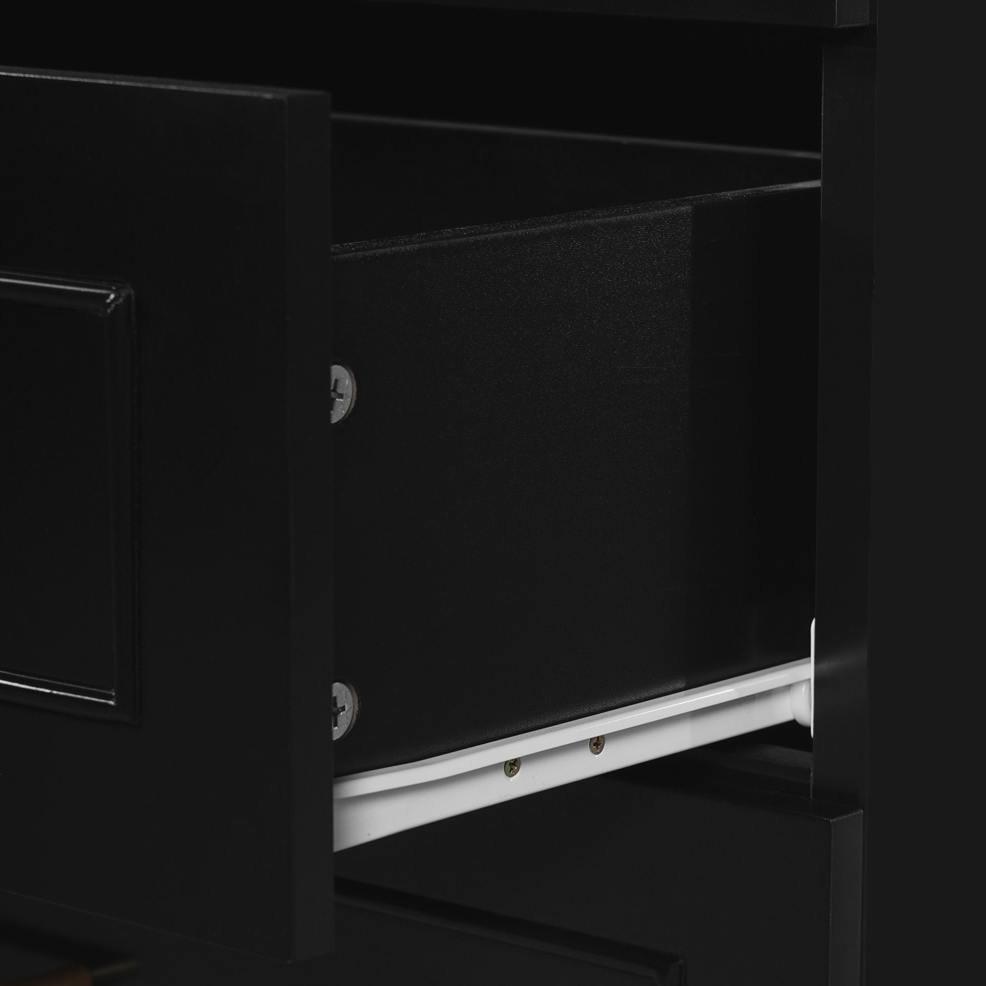 Bathroom Cabinet With 3 Drawers, Adjustable Shelf, Panels, Steel Handles, Soft Close Doors - Black - Image 15