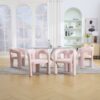 Contemporary Designed Velvet Upholstered Accent / Dining Chair With Armrests - Pink - Image 14