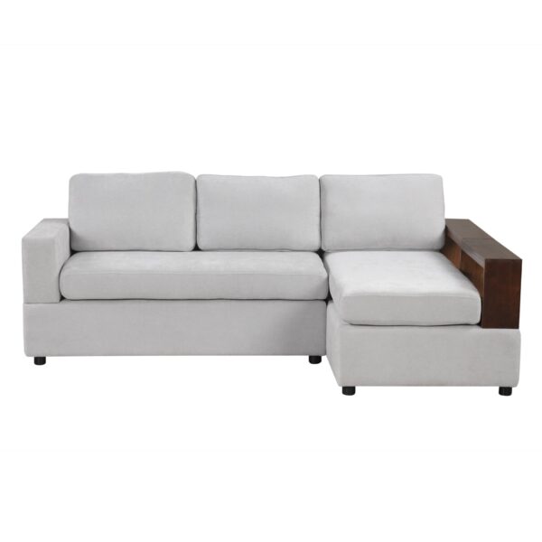 Sectional Sofa Upholstered Sofa Couch With Reversible Armrests For Living Room - Gray