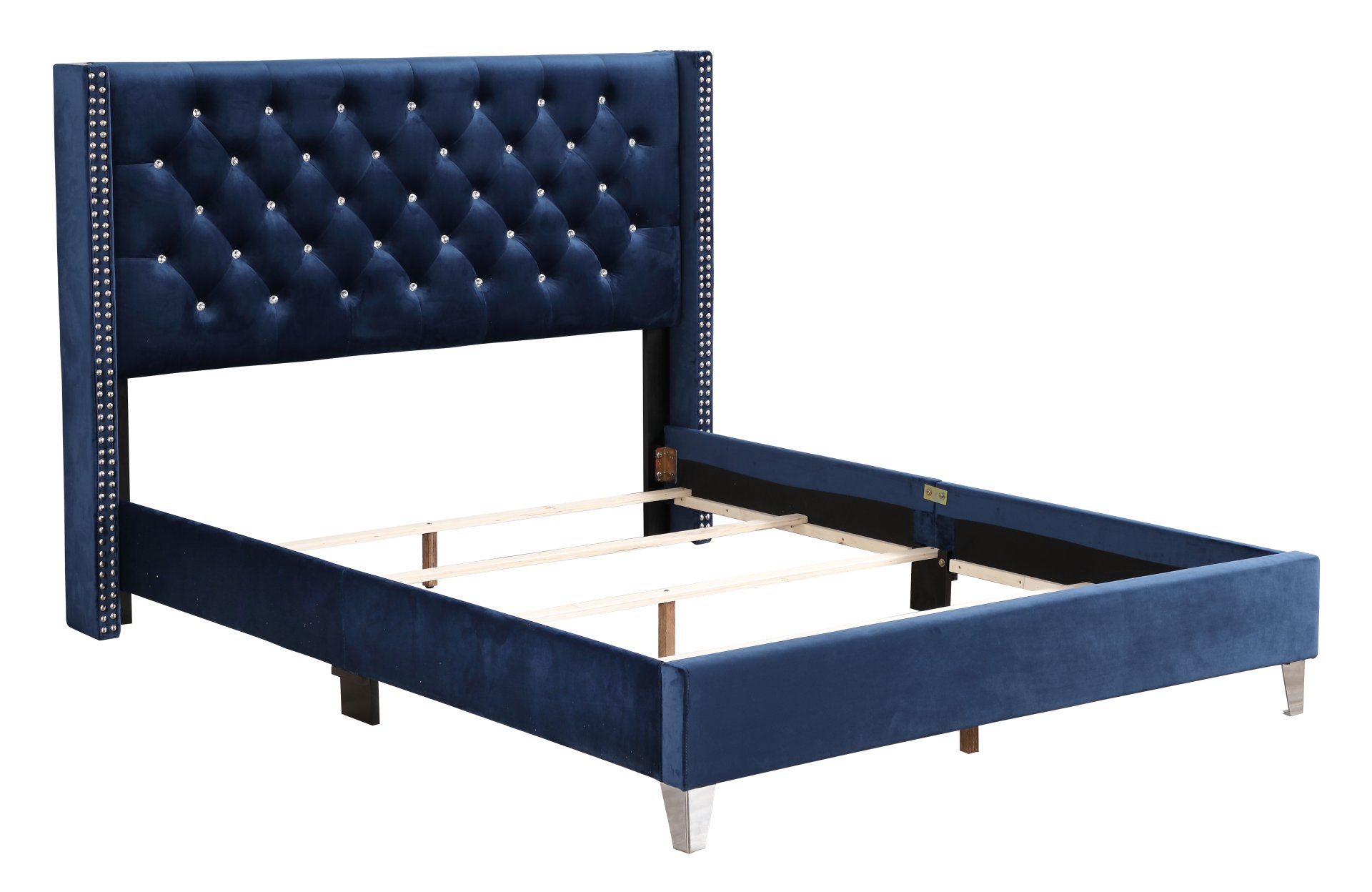 Full Upholstered Bed Transitional - Navy Blue - Image 4