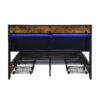 Contemporary Full Size Bed Frame With Storage Headboard Charging Station LED Lights And Metal - Black / Brown / Gray - Image 12