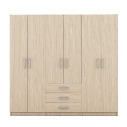 6 Doors Wardrobe Storage For Bedroom, With Big Drawers - Brown