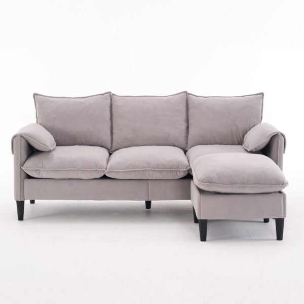Convertible Combination Sofa, Sofa L Shaped, Sofa With Footstools With Storage Sofa For Living Room, 3 Seater Combination Sofa - Beige