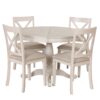 Modern Dining Table Set For 4, Round Table And 4 Kitchen Room Chairs, 5 Piece Kitchen Table Set For Dining Room, Dinette, Breakfast Nook - Antique White - Image 12