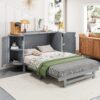 Full Murphy Bed With Hidden Storage & Modern Woven Design - Gray - Image 13
