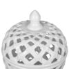 Ceramic Lidded Jar With Lattice Design - White - Image 3
