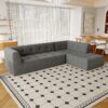 Modular Combination Living Room Sofa Set, Modern Minimalist Sofa, Living Room Upholstered Sofa Bed, Bedroom, 2 Pieces Computer Free Combination, L - Shaped - Black Gray - Image 4