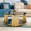 Modern Double Layer Tempered Glass Top Stainless Steel Round Coffee Table For Living Room - Black / Gold - Image 2