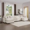 Cloud Like Comfy Soft Upholstered 4 Seater Modular Sofa With Ottomans - Beige - Image 11