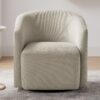 Ardena - Modern Sea Oat Swivel Barrel Chair - Beige - Image 2