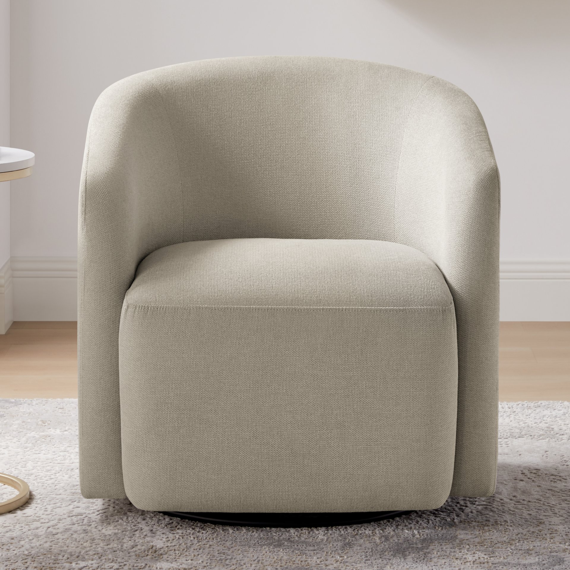 Ardena - Modern Sea Oat Swivel Barrel Chair - Beige - Image 2