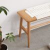 Design Dining Bench Bed Bench For Bedroom - White / Natural Oak - Image 4