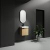 20" Wall Mounted Bathroom Vanity With Ceramic Sink And Storage Cabinet - Oak - Image 5