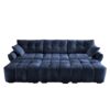 Elegant 3 Seater Sofa Set With 3 Ottomans And Pillows, Sturdy Solid Wood Frame - Blue - Image 15