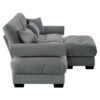 Modern Velvet 2 Seater Sofa With Ottoman And Round Bolster Armrests L Shape For Living Room - Gray - Image 8
