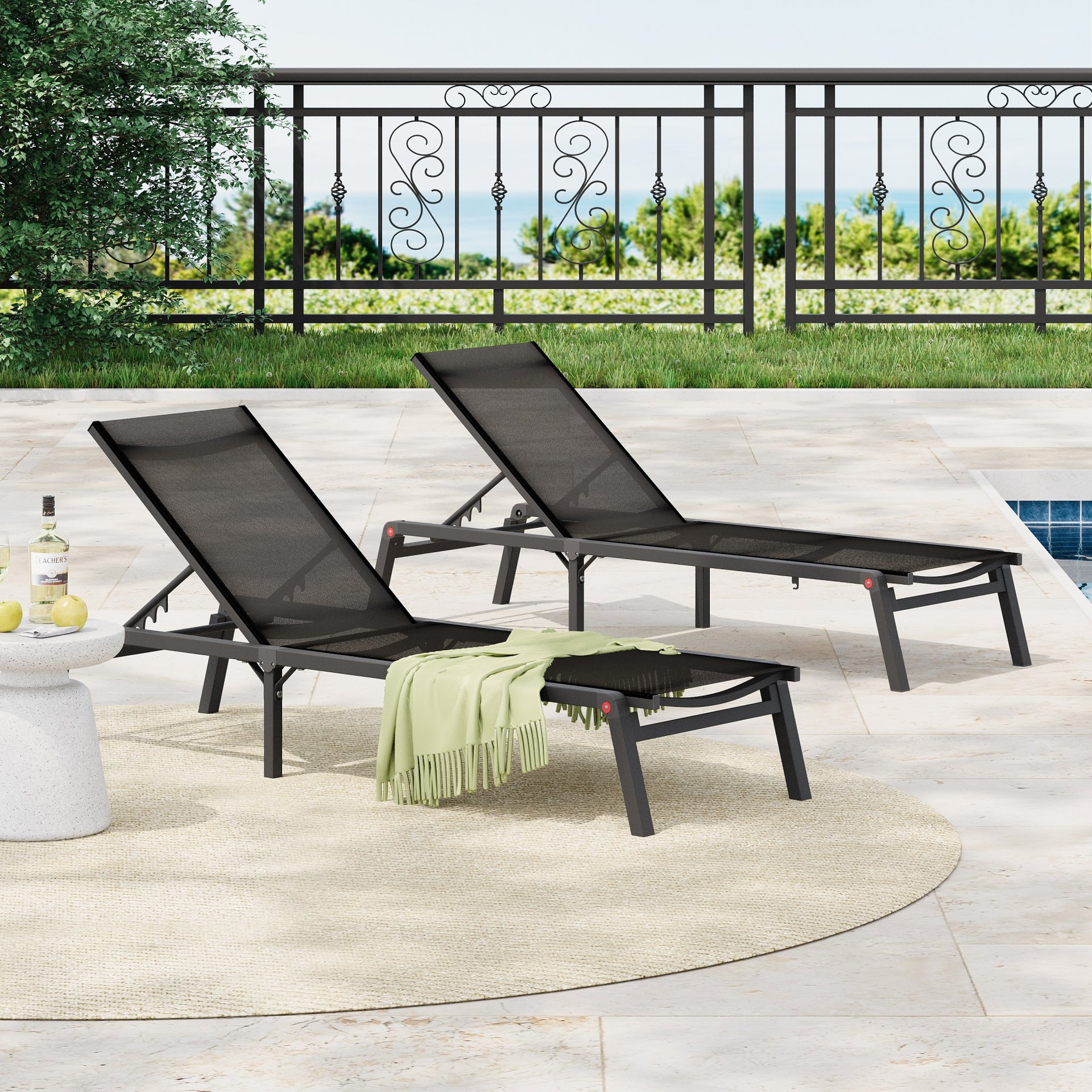 Westport - Outdoor Folding Lounge (Set of 2) - Black - Image 2
