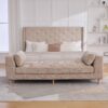 Modern Upholstered End Of Bed Bench With Armrests And Chenille Fabric - Wheat - Image 4