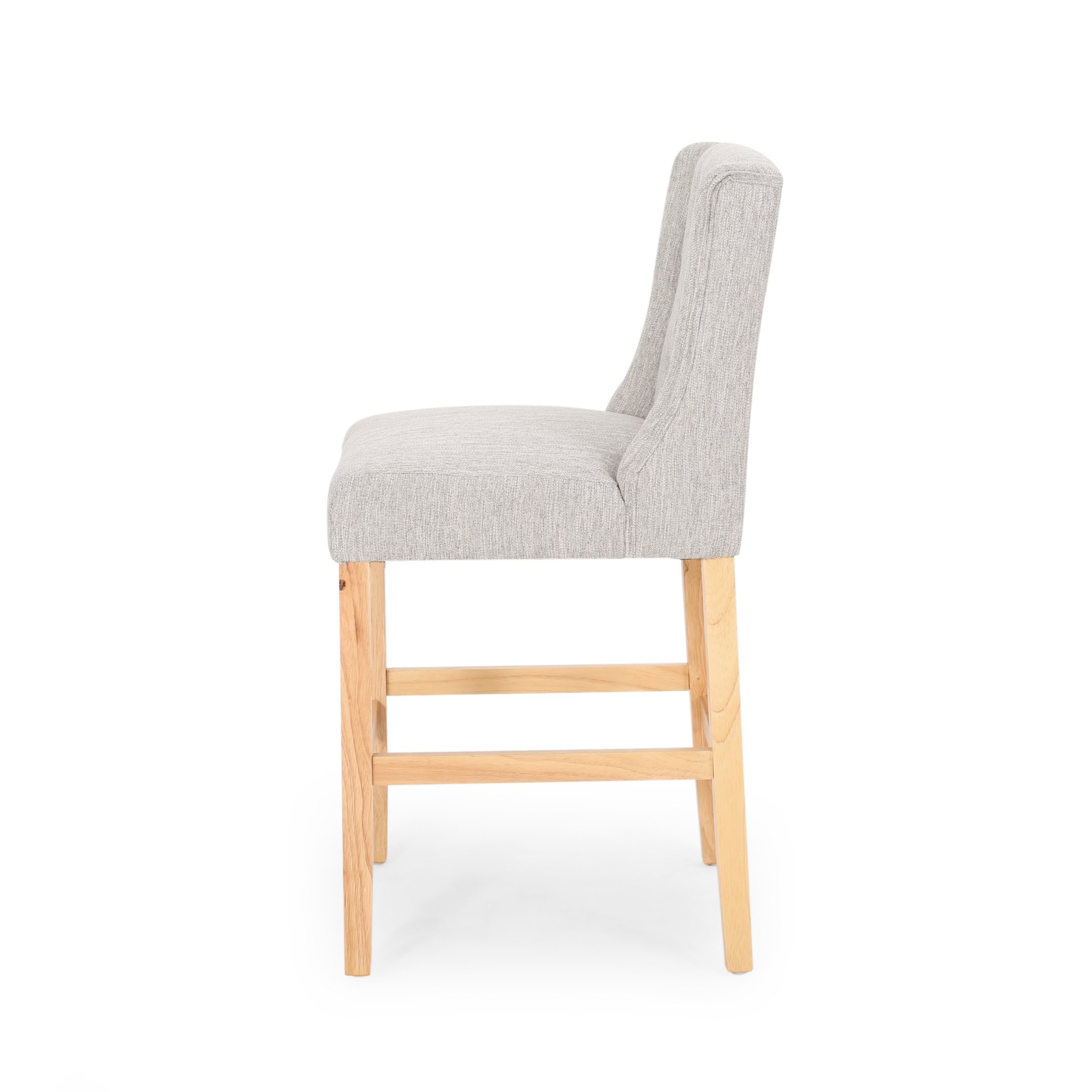 Vienna - Contemporary Fabric Tufted Wingback Counter Stools, (Set of 2) - Light Gray / Natural - Image 10