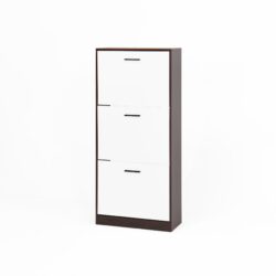 Modern Freestanding Shoe Storage Cabinet With 3 Flip Drawers - White / Walnut