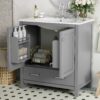 Bathroom Vanity With Single Sink, Combo Cabinet Undermount Sink, Bathroom Storage Cabinet With Two Doors And A Drawer, Soft Closing, Multifunctional Storage, Solid Wood Frame - Gray - Image 4