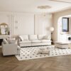 3 Piece Living Room Set Modular L Shaped Sectional Couch Upholstered, 3 Seater Sofa & Armchair & Movable Ottoman 5 Seat - Beige - Image 12