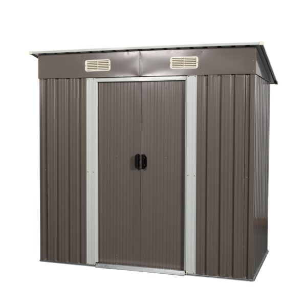 Outdoor Metal Storage Shed - Dark Gray
