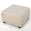 Modern Glam Ottoman With Velvet Upholstery And Button Tufted Design - Ivory - Image 3
