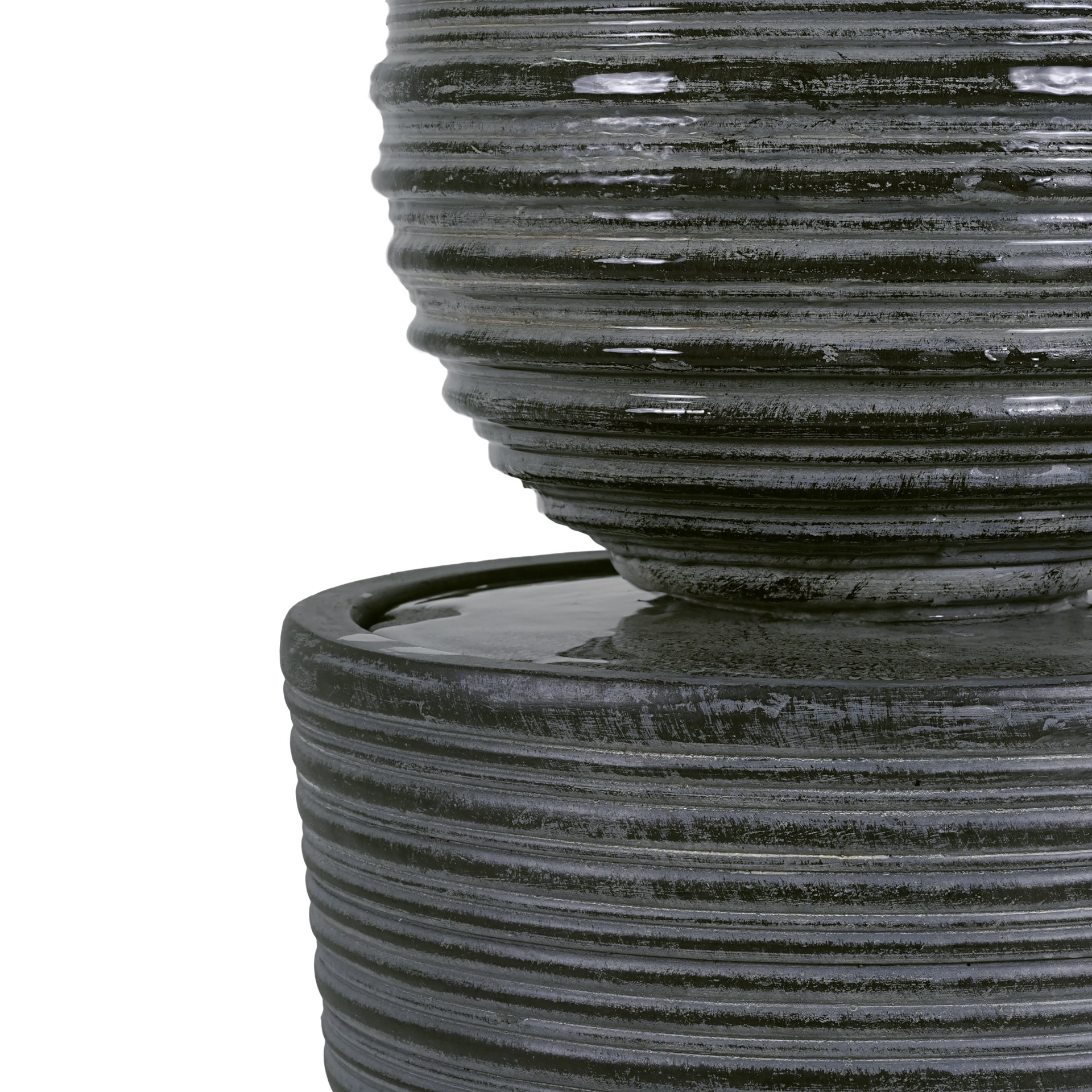 31.5" Tall Striped Column Fountain With LED Light Design For Outdoor Spaces - Gray - Image 8