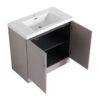 Contemporary Freestanding Bathroom Vanity With White Resin Sink & Soft Close Cabinet Doors - Khaki - Image 15