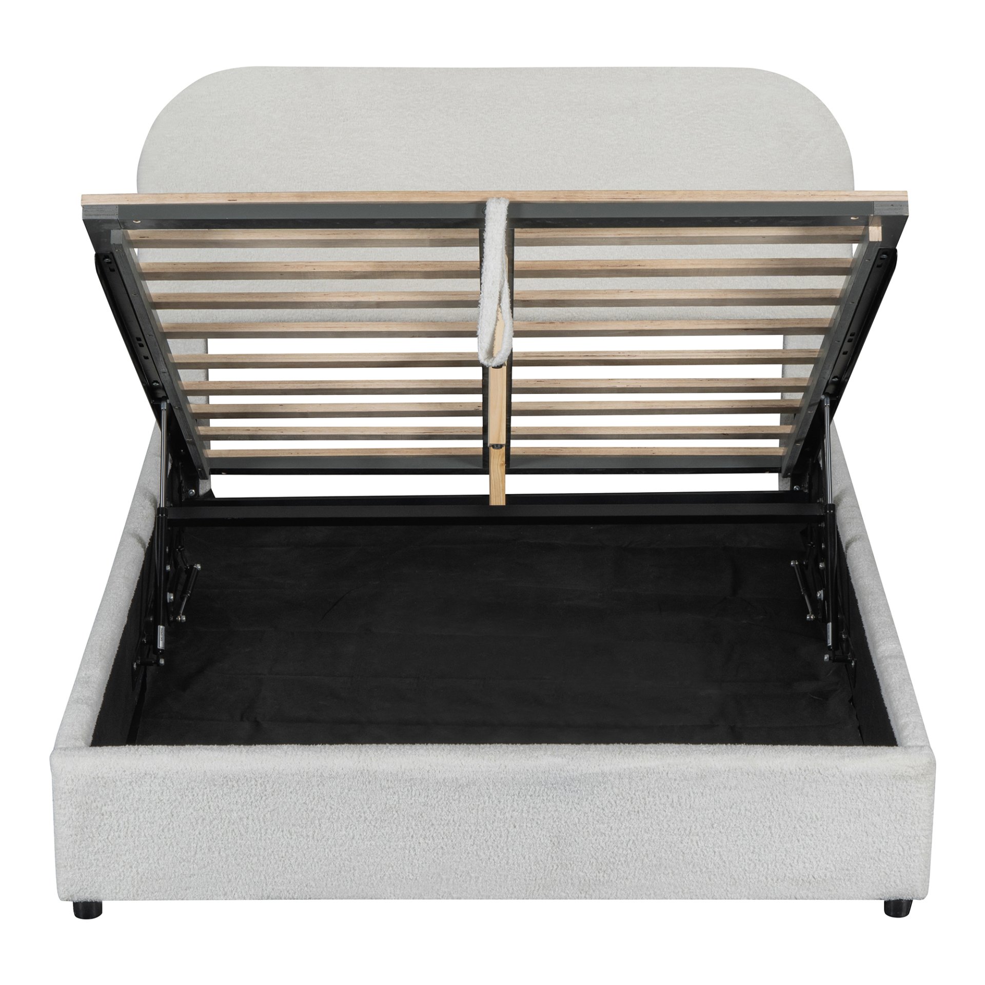 Full Size Upholstered Platform Bed With Hydraulic Storage System - White - Image 14