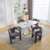 Contemporary Designed Teddy Velvet Upholstered Accent / Dining Chair With Armrest Teddy Fabric, (Set of 2) - Gray - Image 12