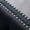 Wide Sofa With Jeweled Buttons Square Arm, 2 Pillows - Black - Image 7