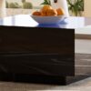 Square High Glossy Coffee Table With 16 Color Led Strip Lights, Modern Center Table With 5Mm Frosted Tempered Glass Top For Living Room - Black - Image 15