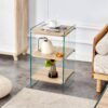 Modern 3 Layer Bedside Cabinet With Storage Function In Wood And Tempered Glass - Wood - Image 2