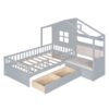 Twin Size House Bed With Sofa, Kids Platform Bed With 2 Drawers And Storage Shelf - Gray - Image 4
