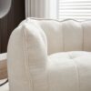 Soft Chenille Bean Bag Chair With High Resilient Foam For Living Room And Bedroom Comfortable Square Lazy Sofa With Footstool - Beige - Image 11