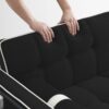 Modern Convertible Sleeper Sofa Couch With Pull Out Bed With Pillows & Side Pockets For Small Space, Living Room - Black - Image 10