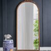 Hand Carved Rose Antique Mirror Frame, Large Arch Mirror Wall Decor For Living Room, Bathroom, Entryway - Brown - Image 5