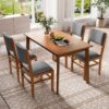 Dining Chairs (Set of 4), Mid Century Modern Fabric Upholstered Kitchen Side Chairs, Farmhouse Dining Room Chair - Brown / Gray - Image 5