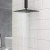 Square Rainfall Shower Head Wall Or Ceiling Mounted, Modern Bathroom Fixture - Matte Black - Image 2